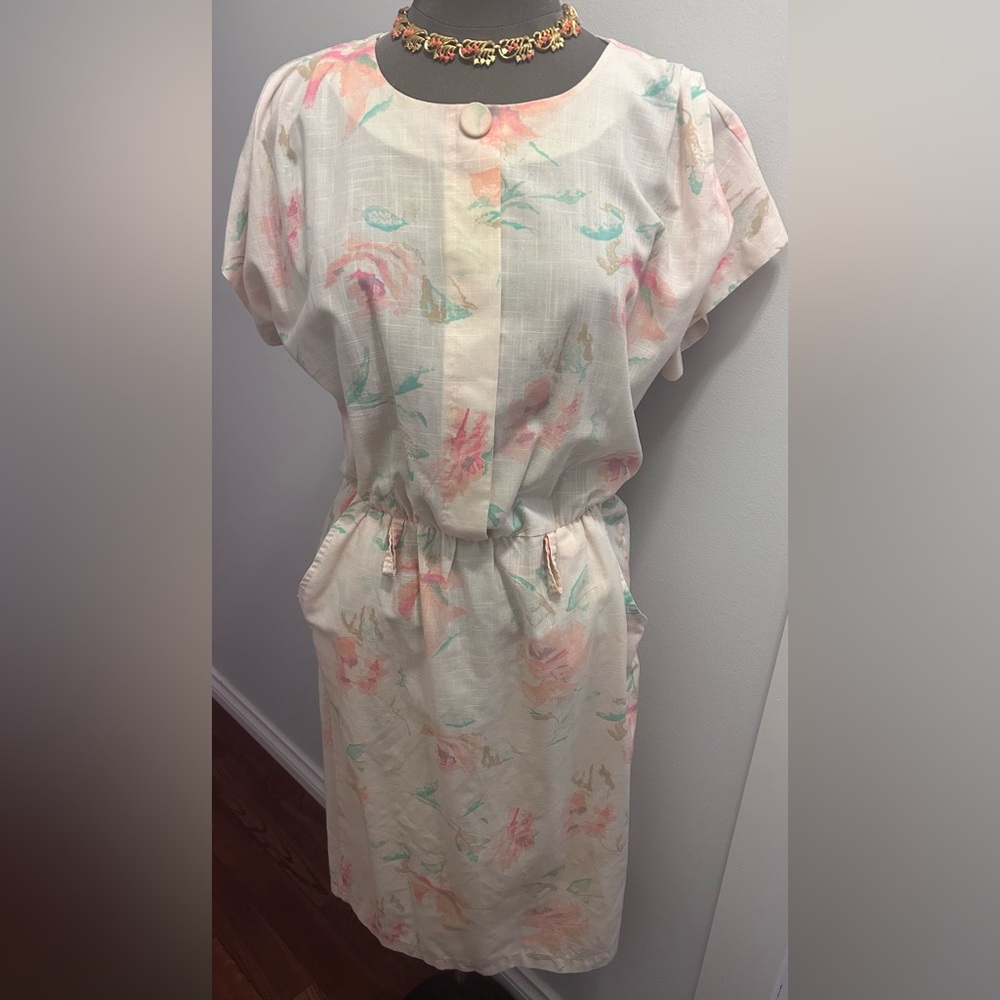 Vintage Chore pastel Floral Midi Dress pockets
